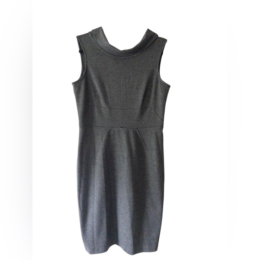 Calvin Klein Charcoal Knit Herringbone Sleeveless Midi Dress SZ 10 Professional